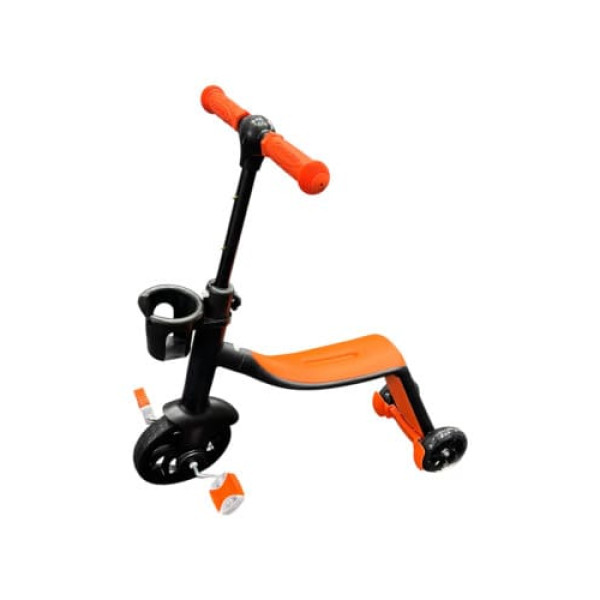 Детский трехколесный самокат-велобег-велосипед 3в1 SCO93 оранжевый • Самокат-беговел для малышей с сиденьем • Детский трансформер для прогулок и активного отдыха