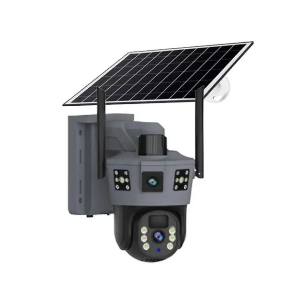 4G-камера TP18 360° чорна • Вулична автономна IP-камера Solar PTZ 6 Мп із SIM-картою, сонячною панеллю та V380 Pro