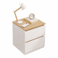 Тумбочка прикроватная STL-MD 78 • Компактная белая тумба с ящиками для спальни