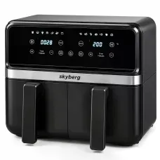 Аерофритюрниця Skyberg SB-317 10 л 4800 Вт • Двокамерний аерогриль Skyberg SB-317 26X-254 з 2 кошиками 5+5 л і сенсорним керуванням