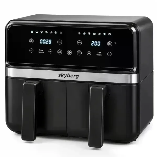 Аэрофритюрница Skyberg SB-317 10 л 4800 Вт • Двухкамерный аэрогриль Skyberg SB-317 26X-254 с 2 корзинами 5+5 л и сенсорным управлением