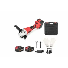 Аккумуляторная болгарка 24V с 2 аккумуляторами в кейсе красная • Угловая шлифмашина беспроводная для резки и шлифовки