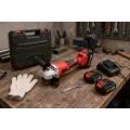Аккумуляторная болгарка 24V с 2 аккумуляторами в кейсе красная • Угловая шлифмашина беспроводная для резки и шлифовки