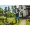 Акумуляторна газонокосарка-тример MLD-107 червона • Тример для косіння трави 48V з 2 акумуляторами, колесами та набором насадок