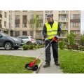 Акумуляторна газонокосарка-тример MLD-107 червона • Тример для косіння трави 48V з 2 акумуляторами, колесами та набором насадок