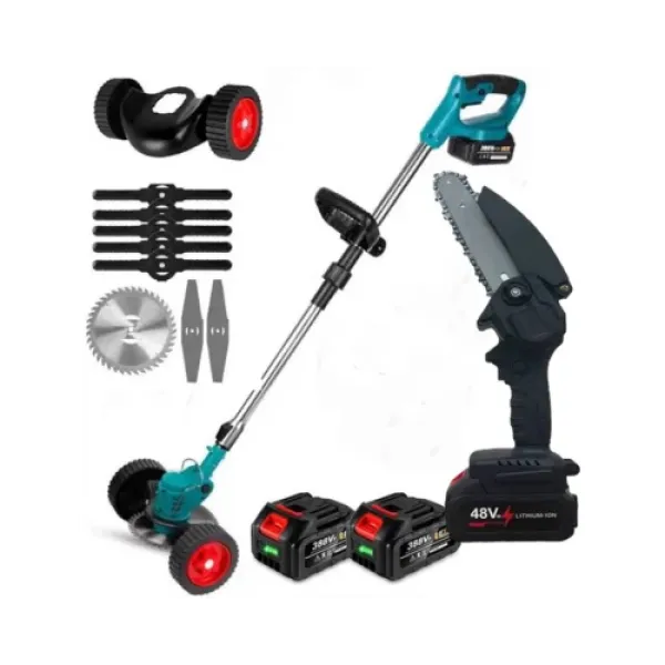 Аккумуляторная коса – триммер для травы и мини пила MAX 48V Набор садовых инструментов 2 в 1