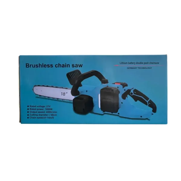 Аккумуляторная цепная электропила 18 дюймов с кейсом и 2 АКБ • Беспроводная пила для дерева, сада, дачи, заготовки дров и обрезки веток