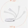 Аккумуляторная LED лампа на прищепке для чтения книг · USB беспроводной мини светильник · 3 режима