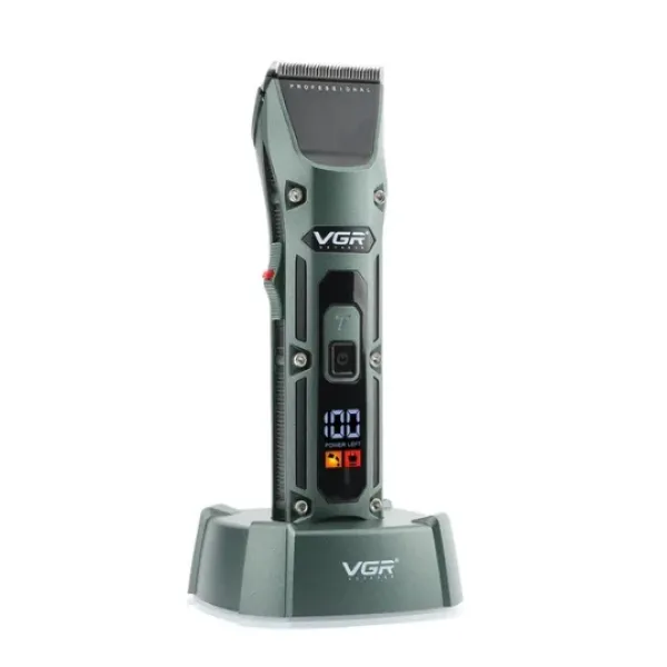 Аккумуляторная машинка для стрижки VGR V-696 с насадками и LCD дисплеем · Беспроводной триммер с зарядной док-станцией · USB зарядка