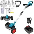 Аккумуляторная ручная мини коса с колесами Alfarid Газонокосилка – триммер для травы