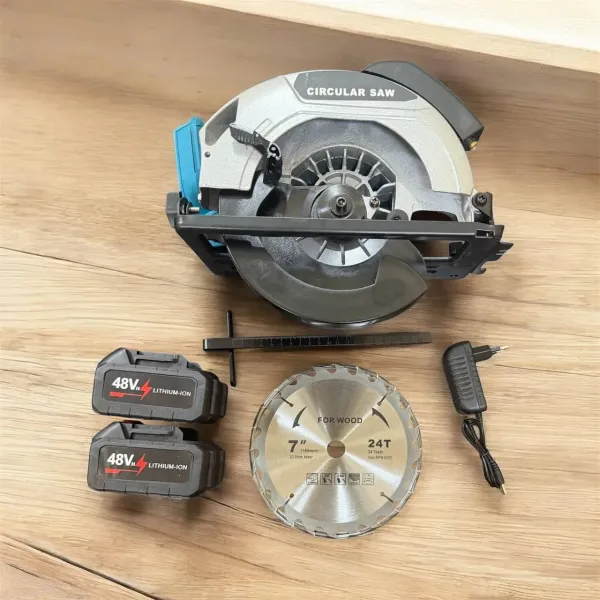 Аккумуляторная циркулярная пила Circular Saw X-510 48V с 2 АКБ • Беспроводная ручная дисковая пила для резки дерева, досок и листовых материалов