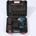 Аккумуляторный гайковерт DOMOTEC 96V с 25 насадками • Ударный гайковерт в кейсе с 2 аккумуляторами, зарядным устройством и набором головок / бит / сверл