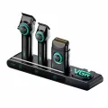 Аккумуляторный набор для стрижки VGR Stepless Pro 3 in 1 с зарядной станцией • Машинка, триммер и электробритва с 14 насадками