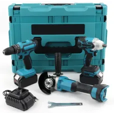 Набор аккумуляторного инструмента 3 в 1 • Шуруповёрт, болгарка и гайковёрт с 2 АКБ 36V и кейсом