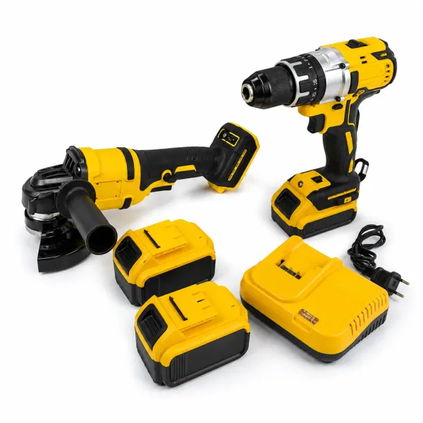 Аккумуляторный набор KRAFFTEC 48V 2в1 • Болгарка 125 мм и шуруповерт KRAFFTEC с 2 аккумуляторами в кейсе