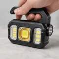 Аккумуляторный прожектор TORCH KJ-208T с солнечной панелью, 17×14,5 см • Портативный светильник SMD и COB, 6 режимов с аварийным миганием KJ-208T, USB и Power Bank для авто и дачи