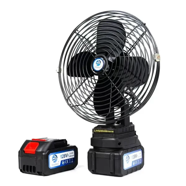 Аккумуляторный вентилятор 8″ с функцией автоповорота и USB-зарядкой VAP-8 • Портативный вентилятор с двумя батареями 21V