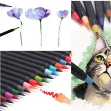 Акварельные маркеры для скетчинга 20 цветов · Художественный набор маркеров на водной основе для рисования с кисточкой · Подарок художнику