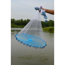 Американская кастинговая сеть 1,5 м с кольцом • Парашютная сеть Фрисби из лески, ячейка 12 мм