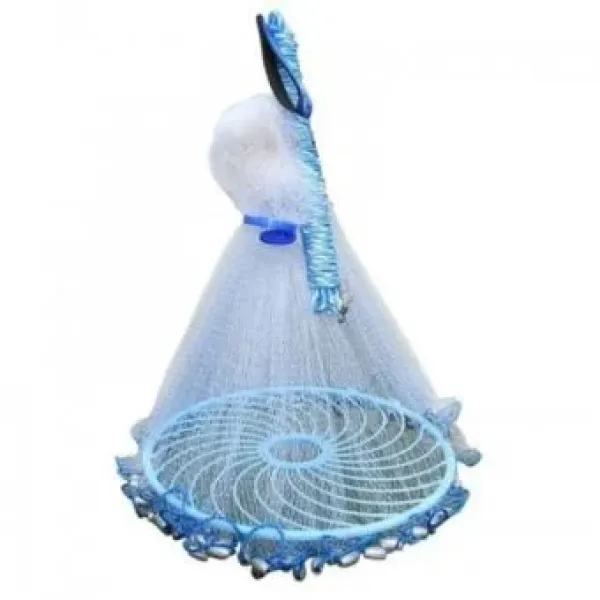 Американская кастинговая сеть 1,8 м с кольцом Фрисби • Сеть-парашют для рыбалки с ячейкой 20 мм, раскрытие 3,5–3,6 м