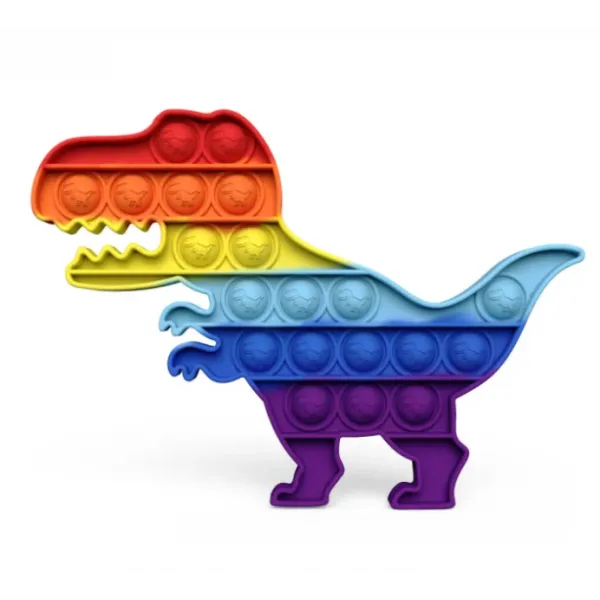 Антистресс игрушка POP IT сенсорная силиконовая бесконечная пупырка Поп Ит Push Up Bubble Popit Fidget Радужный Динозавр NEW