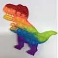 Антистресс игрушка POP IT сенсорная силиконовая бесконечная пупырка Поп Ит Push Up Bubble Popit Fidget Радужный Динозавр NEW