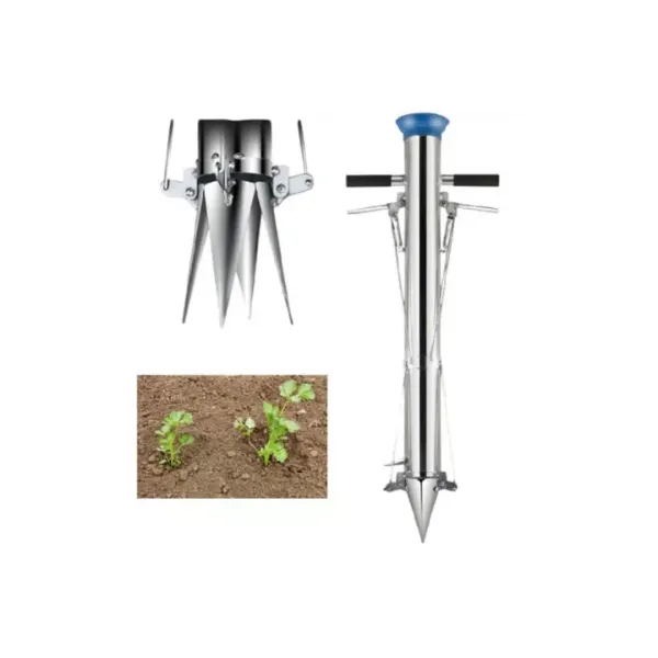 Автоматическая трубчатая сажалка для рассады с пружиной и дозатором ∙ Ручной сажальник из нержавеющей стали для посадки семян, саженцев и внесения удобрений