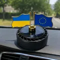 Автомобильный ароматизатор-диффузор “Флаги” на солнечной батарее • Освежитель воздуха в машину с декоративными флагами Украины и ЕС для панели авто
