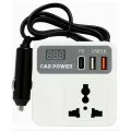 Автомобільний інвертор Car Power 150W 12V–220V • Перетворювач напруги від прикурювача 12V у 220V з 2 USB, Type-C PD та дисплеєм
