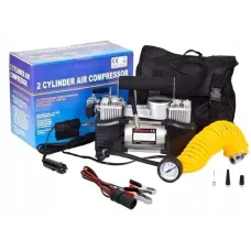 Автомобильный компрессор двухпоршневой Air Compressor 12V 628-4x4 • Электрический насос для шин от прикуривателя 12 В с манометром для автомобиля, внедорожника, кроссовера и дороги
