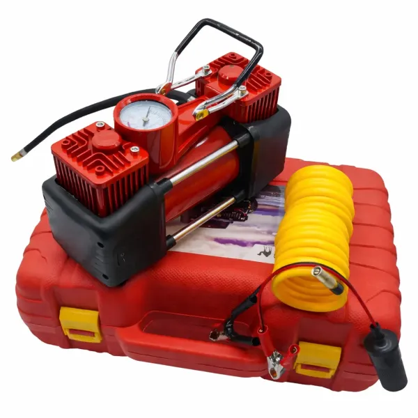 Автомобильный компрессор в кейсе RED MA810 • Автокомпрессор 12V для шин, лодок и матрасов с манометром, клеммами АКБ и набором для ремонта