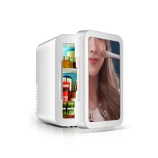 Автомобильный мини холодильник с зеркалом, 4 л · Переносной портативный холодильник 2 в 1 с охлаждением и подогревом от прикуривателя авто и 220 В
