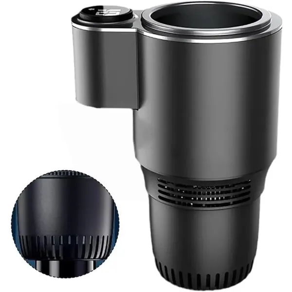 Автомобильный подстаканник USAMS Smart Cup Black с подогревом и охлаждением • Термоподстаканник для авто 0–60° с экраном температуры и питанием от прикуривателя