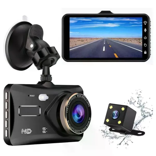 Автомобильный видеорегистратор BT 100 с двумя камерами • Full HD регистратор для авто с задней камерой, ночной съемкой, датчиком удара и циклической записью