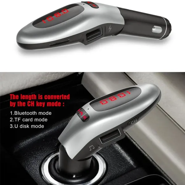 Автомобильный FM- трансмиттер G96 Bluetooth, громкая связь(серебристый) / ФМ модулятор / Трасмиттер PR3