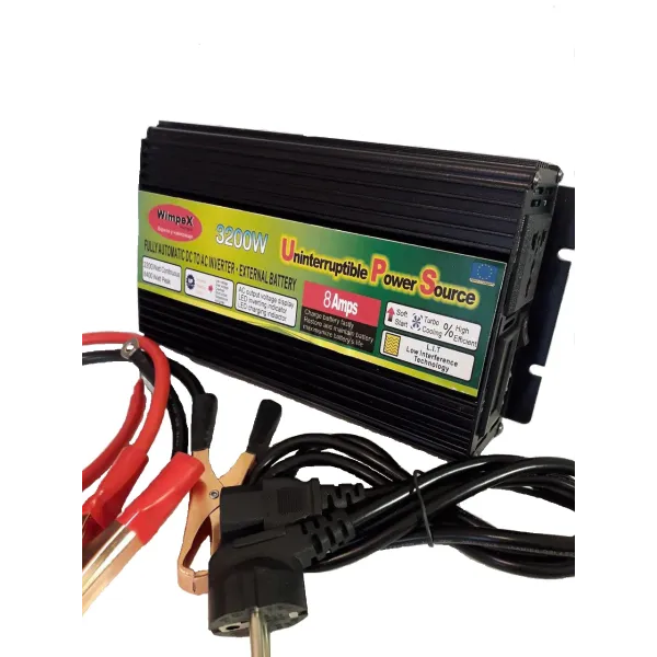 Автомобильный преобразователь напряжения Wimpex 12V-220V 3200W · Инвертор c зарядным от сети 220 8A