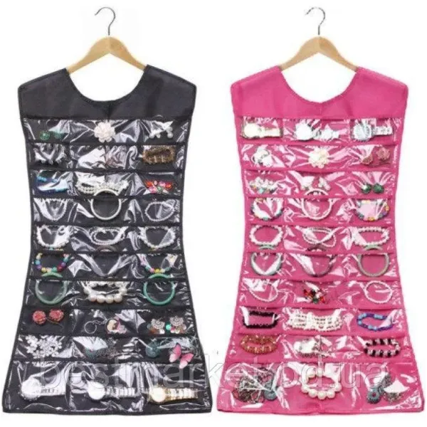 Многофункциональный двусторонний органайзер – платье для хранения украшений, аксессуаров Hanging Jewelry Organizer