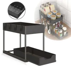 Многофункциональный кухонный органайзер с выдвижным ящиком для хранения • Настольный органайзер для кухни, специй, соусов, приборов и кухонных мелочей