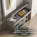 Банкетка в прихожую STL-MD 79 • Компактная серая тумба-сиденье с мягкой подушкой и ящиком