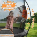 Батут TK-Sport 244 см чорний із захисною сіткою та драбиною • Садовий пружинний батут TK-Sport 8 ft для дітей, дачі, двору та активного відпочинку