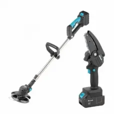 Беспроводная аккумуляторная коса + мини пила KRAFFTEC 48V 4inch (10 см) · Набор садового инструмента 2 в 1 Цепная пила для обрезки веток деревьев, кустарников и Триммер для травы