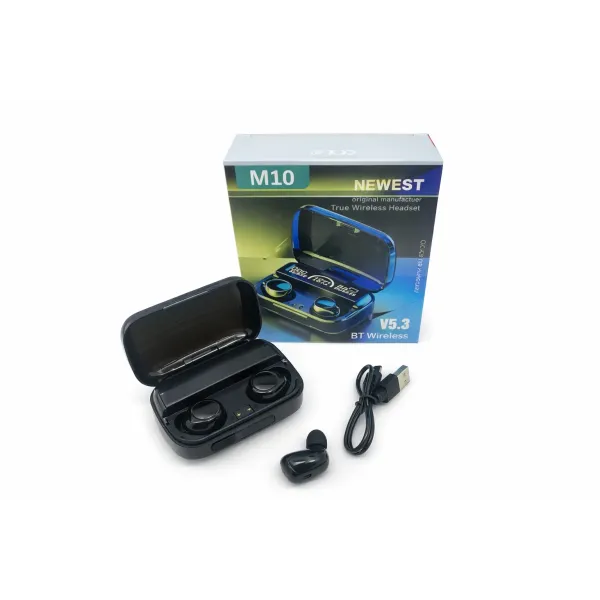 Беспроводные наушники M10 TWS с микрофоном • Bluetooth вкладыши для Android и iOS в зарядном кейсе для музыки, звонков и повседневного использования