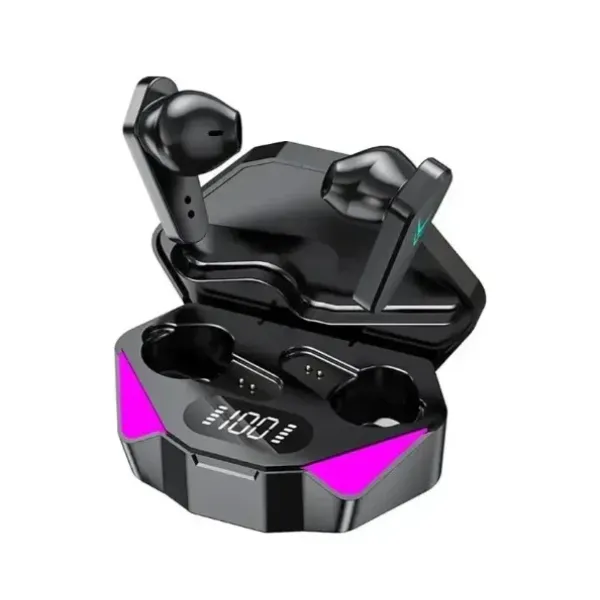 Беспроводные наушники X15 с Bluetooth и RGB подсветкой в зарядном кейсе · Гарнитура с микрофоном и шумоподавлением