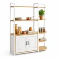 Белый деревянный стеллаж X-614 для кухни 120×40 см • Напольная многоуровневая полка-органайзер для посуды, продуктов, техники и домашнего хранения