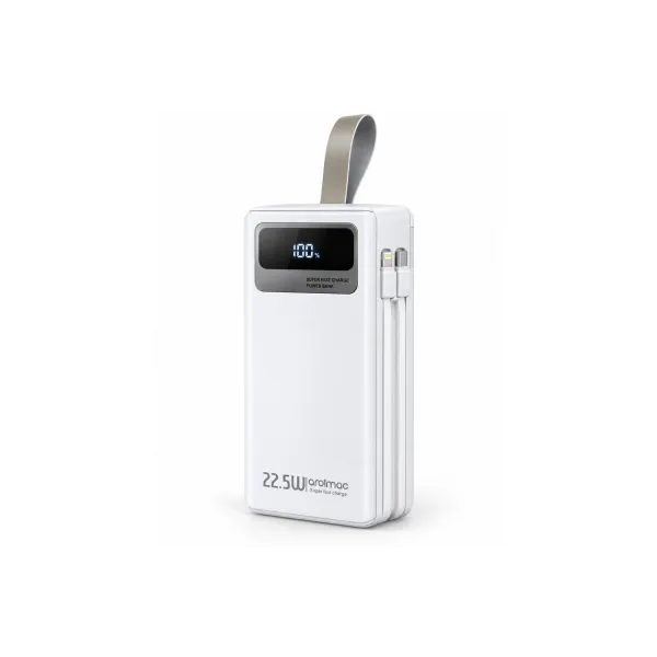 Белый Power Bank Aroimac ORA503 40000 mAh • Портативное зарядное устройство Aroimac ORA503 с быстрой зарядкой 22,5W Fast Charge QC3.0, 4 USB выхода и LED дисплеем