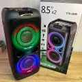 Bluetooth колонка TTD-2809 20 Вт • Портативна бездротова акустична система TTD-2809 з двома динаміками 8 дюймів, караоке, LED-підсвіткою, USB, FM-радіо та TWS