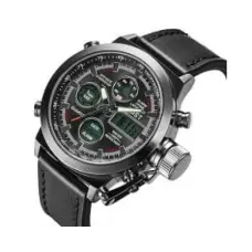 Мужские наручные часы AMST Watch черные • Стильные кварцевые часы на руку в черном цвете для повседневной носки, работы и подарка