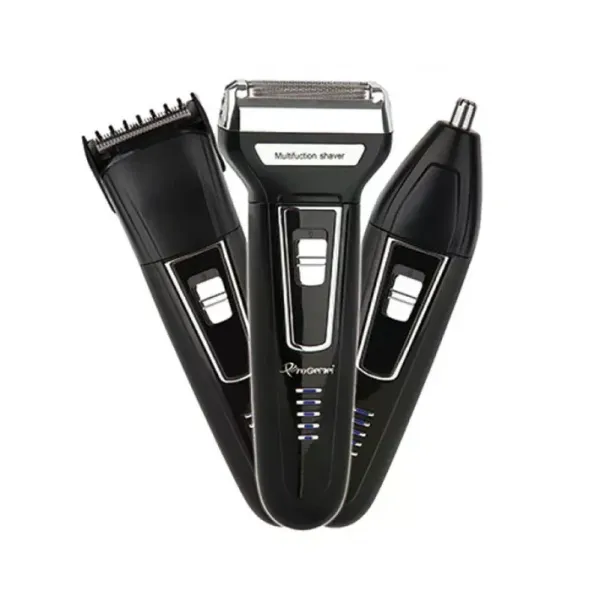 Мужской триммер-бритва 3 в 1 GEMEI GM-573 для бороды, усов, носа и ушей • Аккумуляторная электробритва с насадками для окантовки и ухода