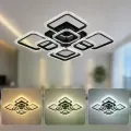 Черная потолочная светодиодная люстра X-593 с пультом • LED-люстра квадраты для спальни, гостиной, кухни и современного интерьера