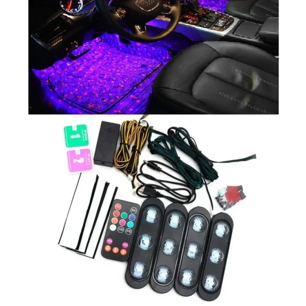 Декоративная RGB подсветка ковриков салона автомобиля Starlights Атмосферные LED лампы «Звездное небо» в авто, с пультом